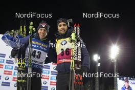 30.11.2017, Oestersund, Sweden, (SWE): Quentin Fillon Maillet (FRA), Martin Fourcade (FRA), (l-r) - IBU world cup biathlon, individual men, Oestersund (SWE). www.nordicfocus.com. © Manzoni/NordicFocus. Every downloaded picture is fee-liable.