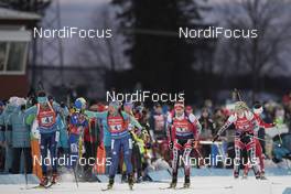 26.11.2017, Oestersund, Sweden, (SWE): Maxim Braun (KAZ), Galina Vishnevskaya (KAZ), Simon Eder (AUT), Lisa Theresa Hauser (AUT), (l-r) - IBU world cup biathlon, single mixed relay, Oestersund (SWE). www.nordicfocus.com. © Manzoni/NordicFocus. Every downloaded picture is fee-liable.