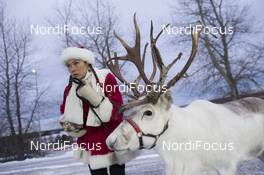26.11.2017, Oestersund, Sweden, (SWE): Event Feature: Miss Santa and her Reindeer - IBU world cup biathlon, single mixed relay, Oestersund (SWE). www.nordicfocus.com. © Manzoni/NordicFocus. Every downloaded picture is fee-liable.