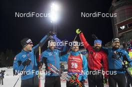 02.12.2017, Oestersund, Sweden, (SWE): Martin Jaeger (SUI), Serafin Wiestner (SUI), Mario Dolder (SUI), Michael Roesch (BEL), Benjamin Weger (SUI), (l-r) - IBU world cup biathlon, sprint men, Oestersund (SWE). www.nordicfocus.com. © Manzoni/NordicFocus. Every downloaded picture is fee-liable.