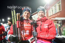 02.12.2017, Oestersund, Sweden, (SWE): Johannes Thingnes Boe (NOR), Tarjei Boe (NOR) - IBU world cup biathlon, sprint men, Oestersund (SWE). www.nordicfocus.com. © Tumashov/NordicFocus. Every downloaded picture is fee-liable.