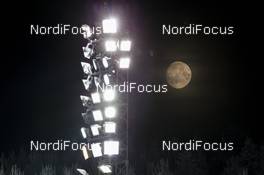 01.12.2017, Oestersund, Sweden, (SWE): Event Feature: The moon shines over the biathlon arena of Oestersund - IBU world cup biathlon, sprint women, Oestersund (SWE). www.nordicfocus.com. © Manzoni/NordicFocus. Every downloaded picture is fee-liable.