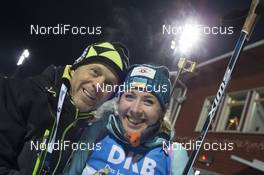 01.12.2017, Oestersund, Sweden, (SWE): Michael Grossegger (AUT), Yuliia Dzhima (UKR), (l-r) - IBU world cup biathlon, sprint women, Oestersund (SWE). www.nordicfocus.com. © Manzoni/NordicFocus. Every downloaded picture is fee-liable.