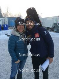 28.11.2017, Oestersund, Sweden, (SWE): Cecile Manzoni (SUI), Office NordicFocus and Simon Fourcade (FRA) - IBU world cup biathlon, training, Oestersund (SWE). www.nordicfocus.com. © Tumashov/NordicFocus. Every downloaded picture is fee-liable.