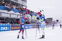 09.12.2017, Hochfilzen, Austria (AUT): Johannes Thingnes Boe (NOR), Jakov Fak (SLO), (l-r) -  IBU world cup biathlon, pursuit men, Hochfilzen (AUT). www.nordicfocus.com. © Manzoni/NordicFocus. Every downloaded picture is fee-liable.