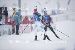 09.12.2017, Hochfilzen, Austria (AUT): Jakov Fak (SLO), Simon Schempp (GER), (l-r) -  IBU world cup biathlon, pursuit men, Hochfilzen (AUT). www.nordicfocus.com. © Manzoni/NordicFocus. Every downloaded picture is fee-liable.