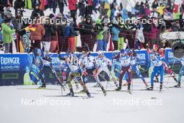 10.12.2017, Hochfilzen, Austria (AUT): Vladislav Vitenko (KAZ), Erik Lesser (GER), Daniel Mesotitsch (AUT), (l-r) -  IBU world cup biathlon, relay men, Hochfilzen (AUT). www.nordicfocus.com. © Manzoni/NordicFocus. Every downloaded picture is fee-liable.