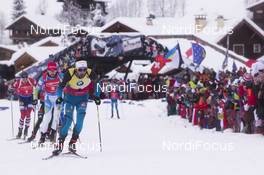 17.12.2017, Annecy-Le Grand Bornand, France (FRA): Johannes Thingnes Boe (NOR), Simon Schempp (GER), Jakov Fak (SLO), Martin Fourcade (FRA), (l-r) -  IBU world cup biathlon, mass men, Annecy-Le Grand Bornand (FRA). www.nordicfocus.com. © Manzoni/NordicFocus. Every downloaded picture is fee-liable.