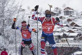 17.12.2017, Annecy-Le Grand Bornand, France (FRA): Simon Eder (AUT), Johannes Thingnes Boe (NOR), (l-r) -  IBU world cup biathlon, mass men, Annecy-Le Grand Bornand (FRA). www.nordicfocus.com. © Manzoni/NordicFocus. Every downloaded picture is fee-liable.