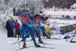 17.12.2017, Annecy-Le Grand Bornand, France (FRA): Lowell Bailey (USA), Antonin Guigonnat (FRA), (l-r) -  IBU world cup biathlon, mass men, Annecy-Le Grand Bornand (FRA). www.nordicfocus.com. © Manzoni/NordicFocus. Every downloaded picture is fee-liable.