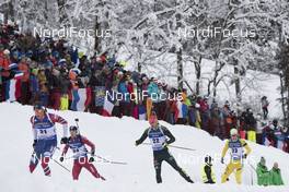 16.12.2017, Annecy-Le Grand Bornand, France (FRA): Lars Helge Birkeland (NOR), Andrejs Rastorgujevs (LAT), Arnd Peiffer (GER), Sebastian Samuelsson (SWE), (l-r) -  IBU world cup biathlon, pursuit men, Annecy-Le Grand Bornand (FRA). www.nordicfocus.com. © Manzoni/NordicFocus. Every downloaded picture is fee-liable.