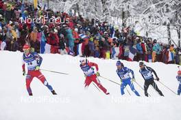 16.12.2017, Annecy-Le Grand Bornand, France (FRA): Martin Otcenas (SVK), Christian Gow (CAN), Thomas Bormolini (ITA), Serafin Wiestner (SUI), (l-r) -  IBU world cup biathlon, pursuit men, Annecy-Le Grand Bornand (FRA). www.nordicfocus.com. © Manzoni/NordicFocus. Every downloaded picture is fee-liable.