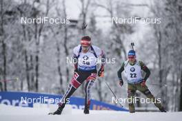 15.12.2017, Annecy-Le Grand Bornand, France (FRA): Simon Eder (AUT), Erik Lesser (GER), (l-r) -  IBU world cup biathlon, sprint men, Annecy-Le Grand Bornand (FRA). www.nordicfocus.com. © Manzoni/NordicFocus. Every downloaded picture is fee-liable.