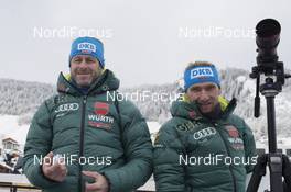 13.12.2017, Annecy-Le Grand Bornand, France (FRA): Mark Kirchner (GER) coach Team Germany, Andi Stitzl (GER) coach Team Germany, (l-r) -  IBU world cup biathlon, training, Annecy-Le Grand Bornand (FRA). www.nordicfocus.com. © Manzoni/NordicFocus. Every downloaded picture is fee-liable.