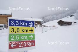 13.12.2017, Annecy-Le Grand Bornand, France (FRA): Event Feature: track sign -  IBU world cup biathlon, training, Annecy-Le Grand Bornand (FRA). www.nordicfocus.com. © Manzoni/NordicFocus. Every downloaded picture is fee-liable.