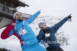 13.12.2017, Annecy-Le Grand Bornand, France (FRA): Alexei Krivoruchko (RUS), Match TV,  Sergey Mnatsakanov (RUS), Match TV -  IBU world cup biathlon, training, Annecy-Le Grand Bornand (FRA). www.nordicfocus.com. © Manzoni/NordicFocus. Every downloaded picture is fee-liable.