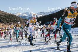 01.01.2017, Val Mustair, Switzerland (SUI): Clement Parisse (FRA), Viktor Thorn (SWE), Jean Marc Gaillard (FRA), (l-r)  - FIS world cup cross-country, tour de ski, mass men, Val Mustair (SUI). www.nordicfocus.com. © Modica/NordicFocus. Every downloaded picture is fee-liable.