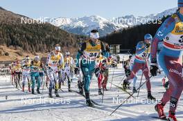 01.01.2017, Val Mustair, Switzerland (SUI): Jean Marc Gaillard (FRA), Viktor Thorn (SWE), Daniel Rickardsson (SWE), (l-r)  - FIS world cup cross-country, tour de ski, mass men, Val Mustair (SUI). www.nordicfocus.com. © Modica/NordicFocus. Every downloaded picture is fee-liable.