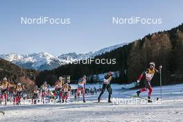 01.01.2017, Val Mustair, Switzerland (SUI): Andrey Larkov (RUS), Didrik Toenseth (NOR), Sjur Roethe (NOR), Sergey Ustiugov (RUS), Dario Cologna (SUI), Martin Johnsrud Sundby (NOR), (l-r)  - FIS world cup cross-country, tour de ski, mass men, Val Mustair (SUI). www.nordicfocus.com. © Modica/NordicFocus. Every downloaded picture is fee-liable.
