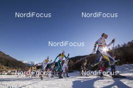 01.01.2017, Val Mustair, Switzerland (SUI): Viktor Thorn (SWE), Clement Parisse (FRA), (l-r)  - FIS world cup cross-country, tour de ski, mass men, Val Mustair (SUI). www.nordicfocus.com. © Modica/NordicFocus. Every downloaded picture is fee-liable.