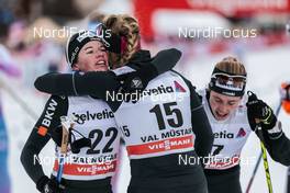 01.01.2017, Val Mustair, Switzerland (SUI): Nathalie Von Siebenthal (SUI), Nadine Faehndrich (SUI), Laurien Van Der Graaff (SUI), (l-r)  - FIS world cup cross-country, tour de ski, mass women, Val Mustair (SUI). www.nordicfocus.com. © Modica/NordicFocus. Every downloaded picture is fee-liable.