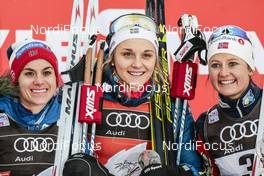 04.01.2017, Oberstdorf, Germany (GER): Heidi Weng (NOR), Stina Nilsson (SWE), Ingvild Flugstad Oestberg (NOR), (l-r) - FIS world cup cross-country, tour de ski, pursuit women, Oberstdorf (GER). www.nordicfocus.com. © Modica/NordicFocus. Every downloaded picture is fee-liable.