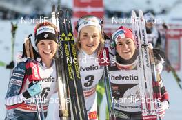 03.01.2017, Oberstdorf, Germany (GER): Jessica Diggins (USA), Stina Nilsson (SWE), Heidi Weng (NOR), (l-r)  - FIS world cup cross-country, tour de ski, skiathlon women, Oberstdorf (GER). www.nordicfocus.com. © Modica/NordicFocus. Every downloaded picture is fee-liable.