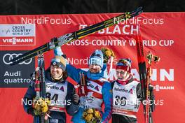 06.01.2017, Toblach, Italy (ITA): Maurice Manificat (FRA), Sergey Ustiugov (RUS), Simen Hegstad Krueger (NOR), (l-r) - FIS world cup cross-country, tour de ski, 10km men, Toblach (ITA). www.nordicfocus.com. © Modica/NordicFocus. Every downloaded picture is fee-liable.