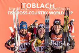06.01.2017, Toblach, Italy (ITA): Krista Parmakoski (FIN), Jessica Diggins (USA), Sadie Bjornsen (USA), (l-r) - FIS world cup cross-country, tour de ski, 5km women, Toblach (ITA). www.nordicfocus.com. © Modica/NordicFocus. Every downloaded picture is fee-liable.