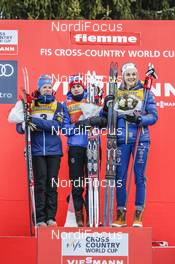 08.01.2017, Val di Fiemme, Italy (ITA): Krista Parmakoski (FIN), Heidi Weng (NOR), Stina Nilsson (SWE), (l-r) - FIS world cup cross-country, tour de ski, final climb women, Val di Fiemme (ITA). www.nordicfocus.com. © Modica/NordicFocus. Every downloaded picture is fee-liable.