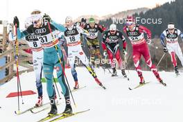 07.01.2017, Val di Fiemme, Italy (ITA): Marcus Hellner (SWE), Alexis Jeannerod (FRA), Jens Burman (SWE), Devon Kershaw (CAN), (l-r)  - FIS world cup cross-country, tour de ski, mass men, Val di Fiemme (ITA). www.nordicfocus.com. © Modica/NordicFocus. Every downloaded picture is fee-liable.