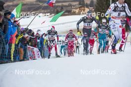 07.01.2017, Val di Fiemme, Italy (ITA): Marcus Hellner (SWE), Francesco De Fabiani (ITA), Alexis Jeannerod (FRA), Devon Kershaw (CAN), (l-r)  - FIS world cup cross-country, tour de ski, mass men, Val di Fiemme (ITA). www.nordicfocus.com. © Modica/NordicFocus. Every downloaded picture is fee-liable.