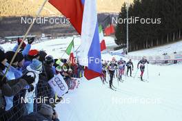 07.01.2017, Val di Fiemme, Italy (ITA): Paul Constantin Pepene (ROU), Martin Johnsrud Sundby (NOR), Sergey Ustiugov (RUS), (l-r)  - FIS world cup cross-country, tour de ski, mass men, Val di Fiemme (ITA). www.nordicfocus.com. © Modica/NordicFocus. Every downloaded picture is fee-liable.