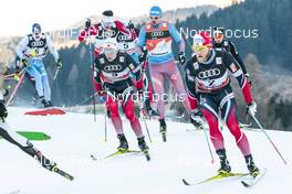 07.01.2017, Val di Fiemme, Italy (ITA): Didrik Toenseth (NOR), Martin Johnsrud Sundby (NOR), Sergey Ustiugov (RUS), (l-r)  - FIS world cup cross-country, tour de ski, mass men, Val di Fiemme (ITA). www.nordicfocus.com. © Modica/NordicFocus. Every downloaded picture is fee-liable.
