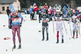07.01.2017, Val di Fiemme, Italy (ITA): Sergey Ustiugov (RUS), Maicol Rastelli (ITA), Andrew Musgrave (GBR), (l-r)  - FIS world cup cross-country, tour de ski, mass men, Val di Fiemme (ITA). www.nordicfocus.com. © Modica/NordicFocus. Every downloaded picture is fee-liable.