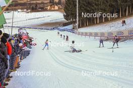 07.01.2017, Val di Fiemme, Italy (ITA): Krista Parmakoski (FIN), Charlotte Kalla (SWE), (l-r)  - FIS world cup cross-country, tour de ski, mass women, Val di Fiemme (ITA). www.nordicfocus.com. © Modica/NordicFocus. Every downloaded picture is fee-liable.