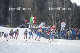 07.01.2017, Val di Fiemme, Italy (ITA): Kerttu Niskanen (FIN), Kathrine Rolsted Harsem (NOR), Nicole Fessel (GER), (l-r)  - FIS world cup cross-country, tour de ski, mass women, Val di Fiemme (ITA). www.nordicfocus.com. © Modica/NordicFocus. Every downloaded picture is fee-liable.