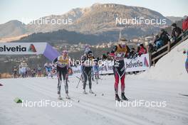 07.01.2017, Val di Fiemme, Italy (ITA): Kathrine Rolsted Harsem (NOR), Nathalie Von Siebenthal (SUI), Teresa Stadlober (AUT), (l-r)  - FIS world cup cross-country, tour de ski, mass women, Val di Fiemme (ITA). www.nordicfocus.com. © Modica/NordicFocus. Every downloaded picture is fee-liable.