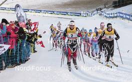 07.01.2017, Val di Fiemme, Italy (ITA): Ingvild Flugstad Oestberg (NOR), Nathalie Von Siebenthal (SUI), Stefanie Boehler (GER), (l-r)  - FIS world cup cross-country, tour de ski, mass women, Val di Fiemme (ITA). www.nordicfocus.com. © Modica/NordicFocus. Every downloaded picture is fee-liable.