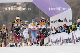 07.01.2017, Val di Fiemme, Italy (ITA): Ingvild Flugstad Oestberg (NOR), Heidi Weng (NOR), Kerttu Niskanen (FIN), (l-r)  - FIS world cup cross-country, tour de ski, mass women, Val di Fiemme (ITA). www.nordicfocus.com. © Modica/NordicFocus. Every downloaded picture is fee-liable.