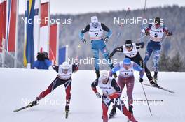 14.01.2017, Toblach, Italy (ITA): Lucas Chanavat (FRA), Jovian Hediger (SUI), Simeon Hamilton (USA) - FIS world cup cross-country, individual sprint, Toblach (ITA). www.nordicfocus.com. © Thibaut/NordicFocus. Every downloaded picture is fee-liable.
