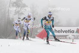 22.01.2017, Ulricehamn, Sweden (SWE): Marcus Hellner (SWE), Martin Johansson (SWE), Robin Duvillard (FRA), (l-r)  - FIS world cup cross-country, 4x7.5km men, Ulricehamn (SWE). www.nordicfocus.com. © Modica/NordicFocus. Every downloaded picture is fee-liable.