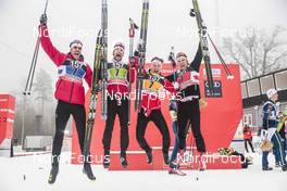 22.01.2017, Ulricehamn, Sweden (SWE): Len Valjas (CAN), Alex Harvey (CAN), Knute Johnsgaard (CAN), Devon Kershaw (CAN), (l-r) - FIS world cup cross-country, 4x7.5km men, Ulricehamn (SWE). www.nordicfocus.com. © Modica/NordicFocus. Every downloaded picture is fee-liable.