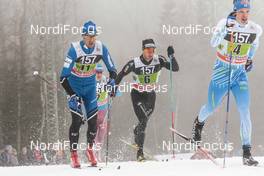 22.01.2017, Ulricehamn, Sweden (SWE): Algo Karp (EST), Dario Cologna (SUI), Iivo Niskanen (FIN), (l-r)  - FIS world cup cross-country, 4x7.5km men, Ulricehamn (SWE). www.nordicfocus.com. © Modica/NordicFocus. Every downloaded picture is fee-liable.