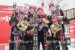 22.01.2017, Ulricehamn, Sweden (SWE): Simen Hegstad Krueger (NOR), Martin Johnsrud Sundby (NOR), Anders Gloeersen (NOR), Finn Haagen Krogh (NOR), (l-r) - FIS world cup cross-country, 4x7.5km men, Ulricehamn (SWE). www.nordicfocus.com. © Modica/NordicFocus. Every downloaded picture is fee-liable.