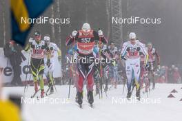 22.01.2017, Ulricehamn, Sweden (SWE): Simen Hegstad Krueger (NOR), Alexey Poltoranin (KAZ), Daniel Rickardsson (SWE), Jonas Baumann (SUI), (l-r)  - FIS world cup cross-country, 4x7.5km men, Ulricehamn (SWE). www.nordicfocus.com. © Modica/NordicFocus. Every downloaded picture is fee-liable.