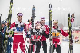 22.01.2017, Ulricehamn, Sweden (SWE): Len Valjas (CAN), Devon Kershaw (CAN), Alex Harvey (CAN), Knute Johnsgaard (CAN), (l-r)  - FIS world cup cross-country, 4x7.5km men, Ulricehamn (SWE). www.nordicfocus.com. © Modica/NordicFocus. Every downloaded picture is fee-liable.