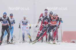 22.01.2017, Ulricehamn, Sweden (SWE): Jason Rueesch (SUI), Len Valjas (CAN), Finn Haagen Krogh (NOR), (l-r)  - FIS world cup cross-country, 4x7.5km men, Ulricehamn (SWE). www.nordicfocus.com. © Modica/NordicFocus. Every downloaded picture is fee-liable.