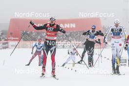 22.01.2017, Ulricehamn, Sweden (SWE): Finn Haagen Krogh (NOR), Calle Halfvarsson (SWE), (l-r)  - FIS world cup cross-country, 4x7.5km men, Ulricehamn (SWE). www.nordicfocus.com. © Modica/NordicFocus. Every downloaded picture is fee-liable.