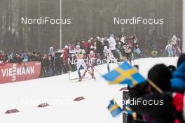 22.01.2017, Ulricehamn, Sweden (SWE): Marcus Hellner (SWE), Anders Gloeersen (NOR), Martin Johansson (SWE), Toni Livers (SUI), (l-r)  - FIS world cup cross-country, 4x7.5km men, Ulricehamn (SWE). www.nordicfocus.com. © Modica/NordicFocus. Every downloaded picture is fee-liable.
